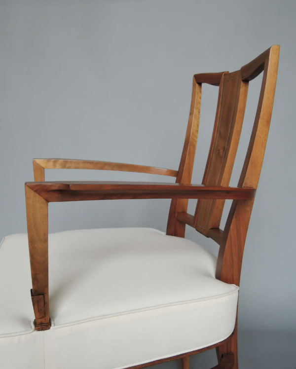 Set of 8 Fine French Art Deco Walnut Chairs by Dominique (6 Side and 2 Arm) - Image 12